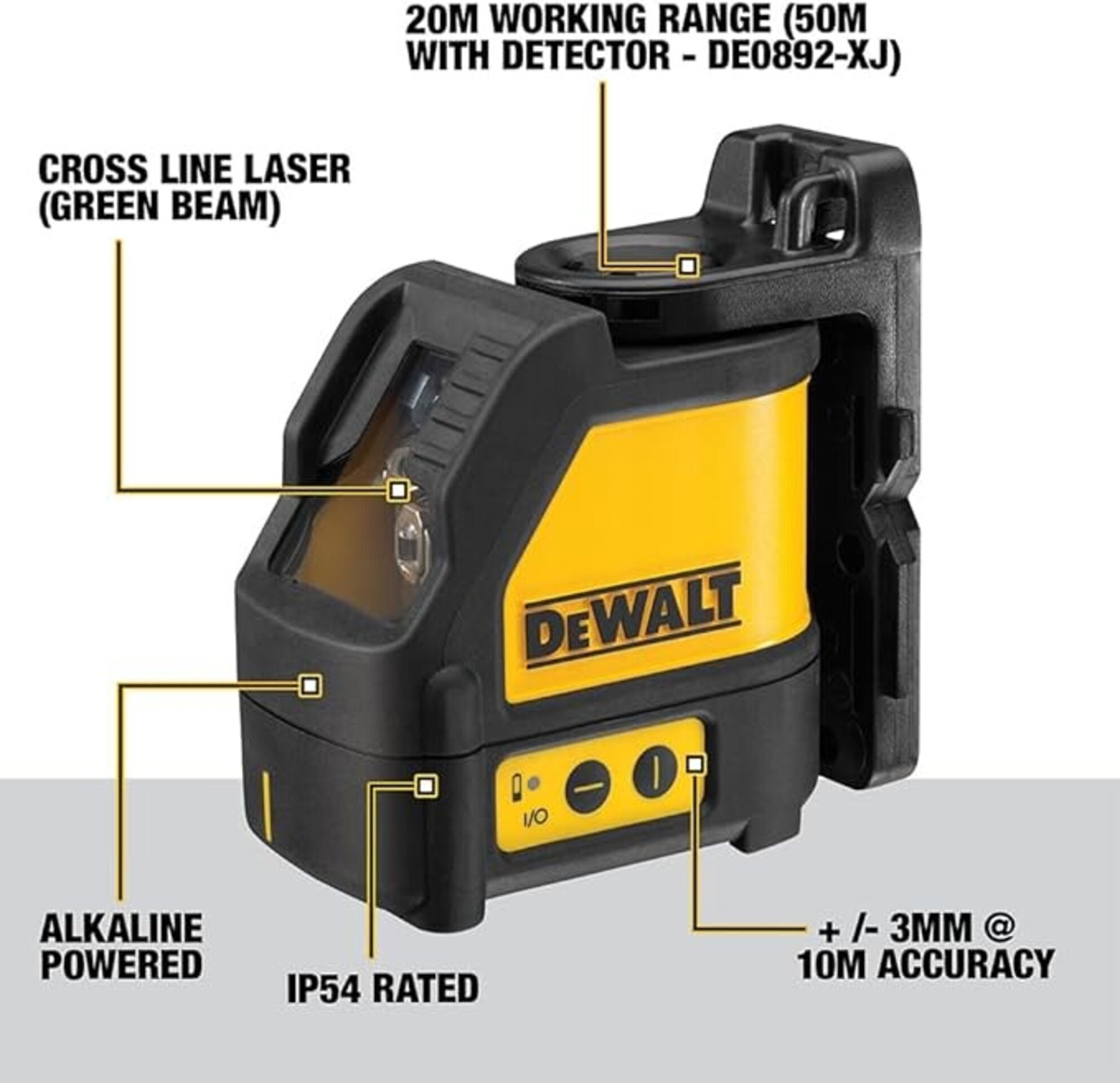 Nivel Láser autonivelante DeWALT DW088CG (dos lineas en cruz,horizontal y vertic - 6