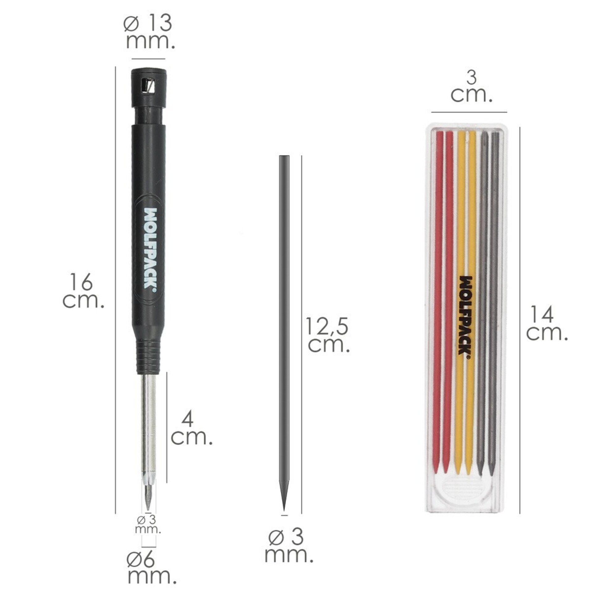 Lápiz Carpintero Portaminas con 6 recargas - 4