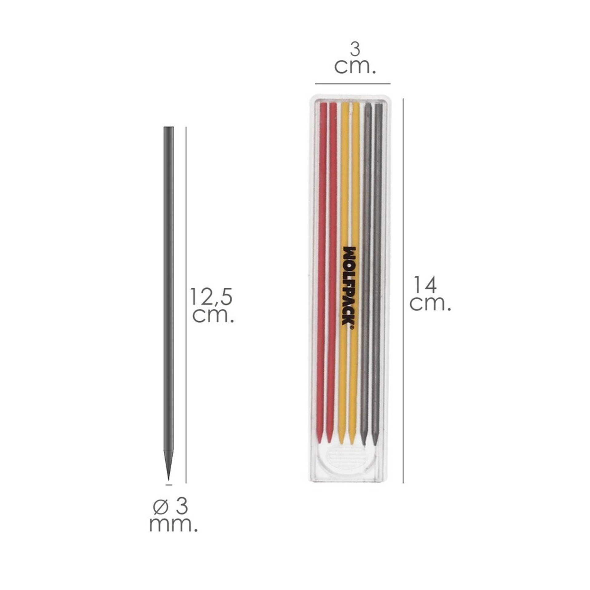 Minas Recambio Para Lapiz Carpintero Portaminas (6 Piezas) - 3